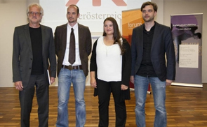 Diözesankunstpreis 2013. V.l.: Univ.-Prof. MMag. Wolfgang Stifter, Mag. art. Rainer Nöbauer-Kammerer, Mag.a arch. Katharina Doblinger, Mag. Jochen Zeirzer (nicht am Bild: Mag. arch. Johannes Derntl). © Seyed Mousavi Nejad